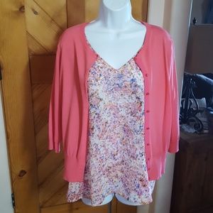 Ann Taylor Cardigan/Blouse Ensemble